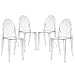 Modway Casper Modern Acrylic Stacking Four Dining Armchairs in Clear