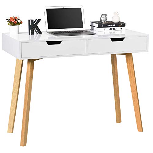 wallpapers Small White Desk With Drawers For Bedroom white writing computer desk with drawers modern desk small study desk for bedroom home office with storage wood legs makeup vanity table white