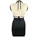 VANCOL Women's Sexy Deep V-Neck Halter Backless Slit Mini Party Club Dress (M, Black2)