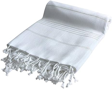 BUY 2 GET 1 FREE ! - XL Turkish Cotton Bath Beach Spa Sauna Hammam Travel Yoga Gym Yacht Hamam Towel Sheet Wrap Pareo Fouta Sarong Peshtemal Pestemal Blanket (White)