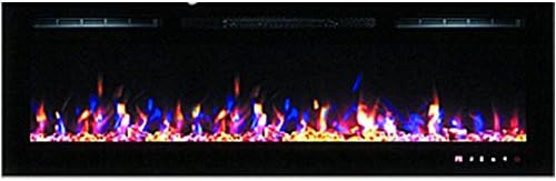 MCM3 100'' Wall Mounted/Build-in Electric/Smokeless Fireplace,Black,W100''XD5.5''XH21.5'',Fuel Log,Overheat Protection Device