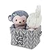 Small Foldable Storage Basket Canvas Fabric Waterproof Organizer Collapsible and Convenient for Nursery Babies Room 100% Cotton with Handle (Grey)