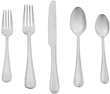 AmazonBasics 20-Piece Stainless Steel Flatware Silverware Set with Pearled Edge, Service for 4