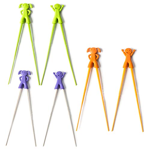 6 Pcs Training Chopsticks, Easy To Use Safe And Non-Toxic Fun Helper, For Kids Beginners Baby, 3 Color - Thumbnail 5