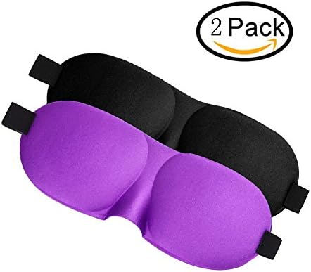 3D Sleeping Mask Eye Mask for Sleeping Contoured Shape Ultra lightweight &amp; Comfortable Sleep Mask for Travel, Nap, Shift Works 2 Pack (Black &amp; Purple)