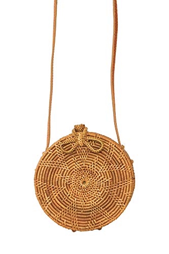 Circle Basket Bali Bag; Canteen style Woven Summer Basket Bag