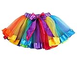 TOPTIE Girls Layered Rainbow Tutu Skirt Dance Dress Ruffle Tiered Clubwear