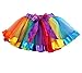 TOPTIE Girls Layered Rainbow Tutu Skirt Dance Dress Ruffle Tiered Clubwear-S