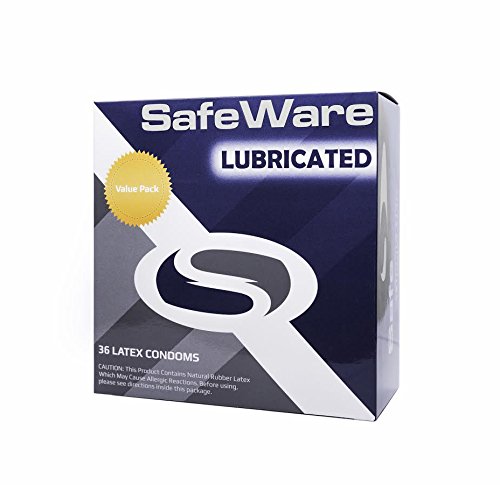 SafeWare Lubricated Condoms 36 Pack | Durable, Flexible, Silky Smooth, Comfy & Electronically Tested Latex Condoms | Enjoy Intense Intercourse, Protect Yourself & Achieve Contraception
