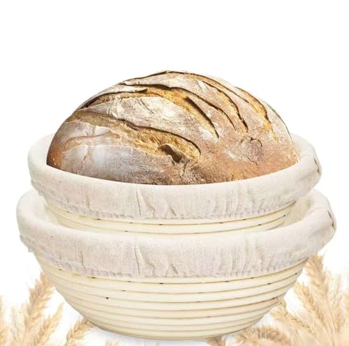 Farielyn-X 2 Set 9 Inch Banneton Proofing Baskets - Baking Dough Bowl Gifts for Bakers Proving Baskets for Sourdough Lame Bread Slashing Scraper Tool Starter Jar Proofing Box at Amazon