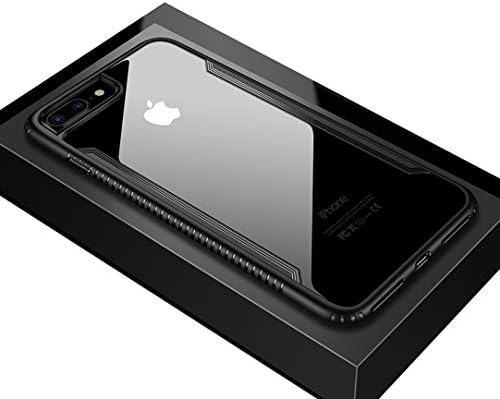Case Cover for iPhone X 6 6plus 7 7plus 8 8plus, Mil-Grade Protection, Transparent Clear 9H Tempered Glass Back Cover with Shockproof Slim Fitted Soft TPU Silicone Bumper Case (iPhone 7/8 Plus Black)