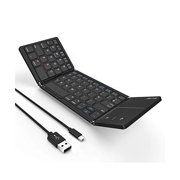 Folding Bluetooth Keyboard, Jelly Comb B003B Rechargeable USB Wired & Bluetooth Keyboard Dual Mode UK Layout with…