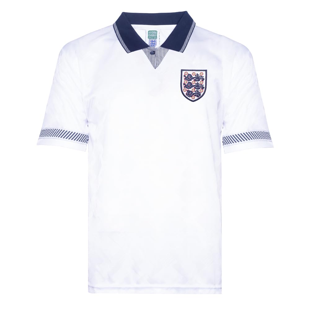 Score Draw England 1990 World Cup Finals Retro Football Shirt White Small Polyester