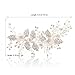 SWEETV Handmade Wedding Hair Clip Barrette Comb,Rhinestone Floral Bridal Wedding Hair Accessories for Brides Silver