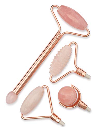 Rose Quartz Roller For Face - 4 in 1 Set - Daily Roller For Face - Like A Skin Gym Facial WorkoutÂ   - //medicalbooks.filipinodoctors.org