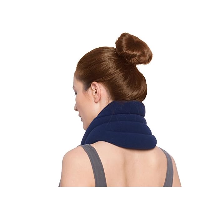 Hands-Free Neck Heating Wrap: Microwavable Thermal Hot Pack, Large Heat Therapy Pillow for Sore Neck & Shoulder Muscle Pain Relief - Personal, Reusable (Buffalo Plaid)