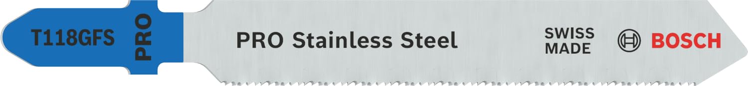 Bosch 5x PRO Stainless Steel T118GFS Jigsaw Blade (for Stainless steel sheets, Stainless steel sheets, Length 83 mm, Professional Accessory Jigsaw)