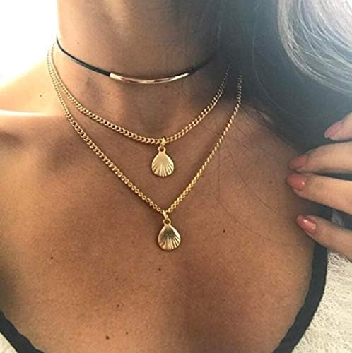 Beautiful Multi Layer Beads Sea Shell Pendant Necklace Multi Layer Necklace Gold Dainty Shell Necklace