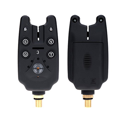Lixada Funk Bissanzeiger Set Wireless Digital Angeln Alarm Angeln Empfänger Ton Alarm Kit Led Alarmanzeige mit Portable Case (4 Angeln Bissanzeiger + 1 Empfänger + 4 Swinger) – Bild 4