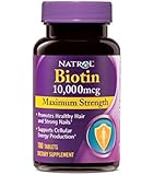 Natrol Biotin Maximum Strength Tablets, 10,000mcg , 100 Count (pack of 2)
