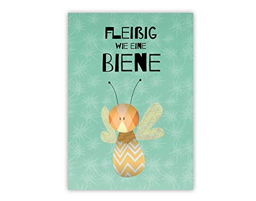 A4 Poster Bild Illustration Fleissig Wie Eine Biene Amazon De Handmade