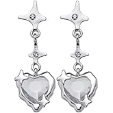 Gothic Drop Dangle Earrings for Women Red Heart Earrings Punk Halloween Spooky Drop Crystal Earring Fashion Vampire Costume Party Accessories Jewelry