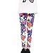 Weixinbuy 2-14 Years Girls Flower Feather Printed Comfy Leggings Pants G 5-6Y