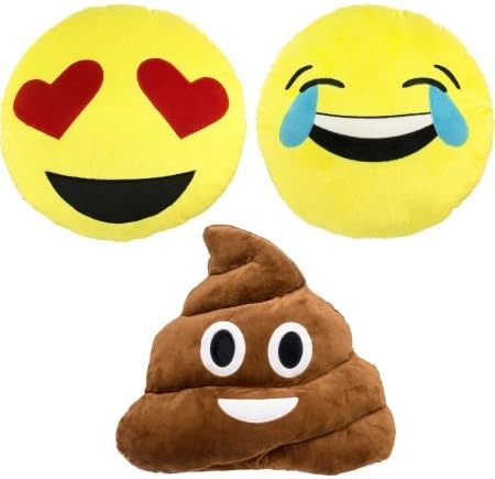 Amazon 絵文字式3ピース絵文字枕のセット 100 ポリエステル Playful Emojis In A Huggable 抱っこフォーム キッチン用品 オンライン通販