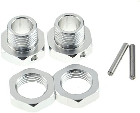 2PCS Silver Aluminum 17mm Wheel Hex Mount Hub Nuts &amp; Pin For RC 1:8 Model Truck Car Tires