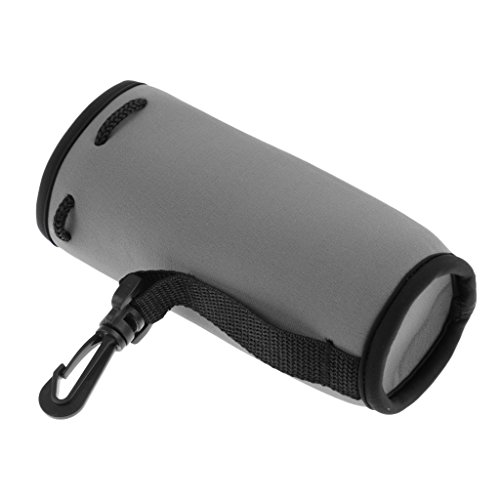 MagiDeal Neoprene Insulated Sport Water Bottle Cover Pouch Sleeve Bag Holder with Hook Clip - Gray, 6.4x17.5CM