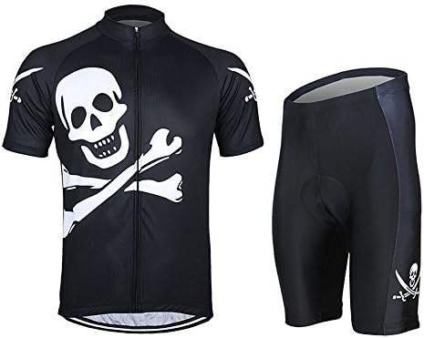 Men's Quick Dry Breathable Short Sleeve Suit Cycling Jersey and Shorts Set With Skull Design ASUO069 L