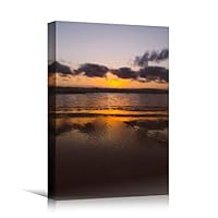 Canvas Wall Art Ocean Sunset Coastal Orange Photography Relax/Calm Romantics Sunset Warm - 12x18 inches