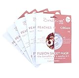 The Crème Shop - Fusion Full Face Masks, Korean Facial Skin Care and Moisturizer - Hyaluronic Acid, Peach, Cream for Hydrating, Sun Damage, whitening, calming Natural Beauty Essence - 5 Sheets Set