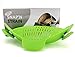 Silicone Clip On Strainer Colander Spout Kitchen Gadget Tool Food Drainer For Spaghetti, Pasta, Ground Beef, Universal Fit On All Pots and Bowls, Flexible and Small For Space Saving - Green