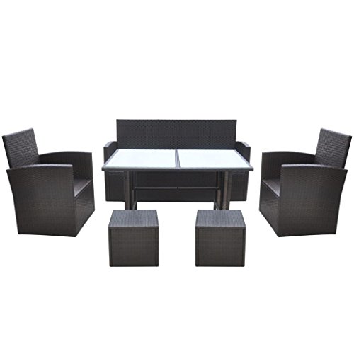 Festnight Poly Rattan Sitzgruppe Essgruppe Rattan Set Sitzgarnitur Gartengarnitur 18-teilig Braun – Bild 4