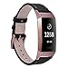 VIGOSS Leather Band Compatible with Fitbit Charge 3/3 SE Bands Women Soft Charge3 Band with Adapters Strap for Fitbit Charge 3/3 SE Tracker Smartwatch (Black 2, 5.5
