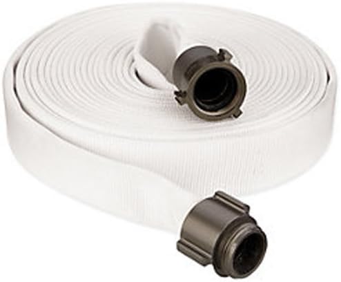 Key Fire Double Jacket Fire Hose, White, 1-3/4" ID, 50 feet, 1000 PSI Burst Pressure, M x F NST Aluminum Connectors