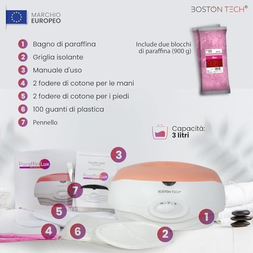 ® Bagno di paraffina per mani e piedi Dispositivo alla paraffina per il sollievo da dolori muscolari Capacità 3 litri. Include 900 g di cera e accessori per uso personale e professionale