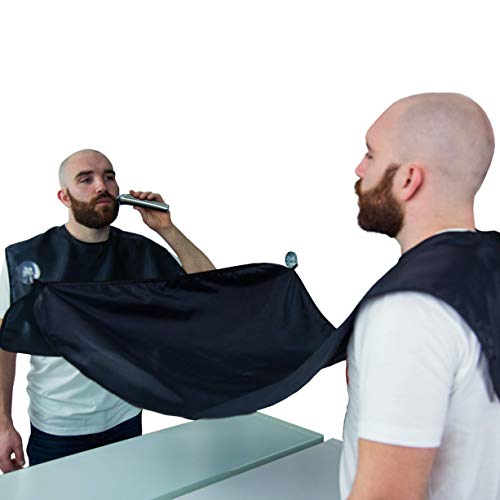 BMCC Beard Apron Bib for Men Shaving and Trimming with Mirror Suction Cups Hair Catcher Adjustable Neck Strap