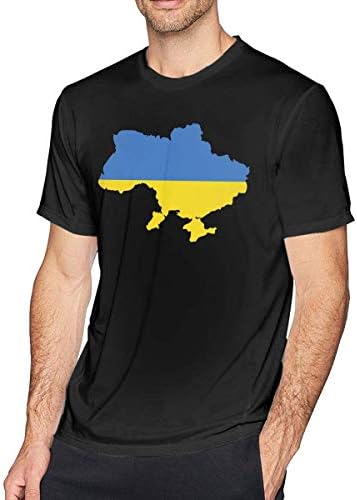 kfghtr Men's Short Sleeve Crew-Neck Tshirts Ukraine Flag Tunic Top