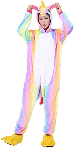 FerryFate Flannel Adult Kids Kigurumi Cosplay Sleepwear Pajamas Leisure Costume (Kid-140-(130-140cm), Unicorn)