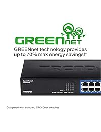 Carcasa de plástico interruptor Trendnet GREENnet de Unmanaged Gigabit escritorio, Negro