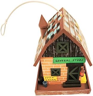 Multi-color Painted Wood Bird Feeder General Store Style