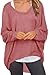 UGET Women's Oversized Baggy Tops Off Shoulder Loose Fitting Pullover Casual Blouse T-Shirt Sweater Long Batwing Sleeve Medium Purple Red