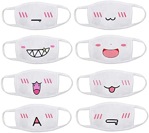 Amazon マスク口マスクアニメ 3層コットン生地かわいいホワイトフェイスマスク絵文字マスク用大人の十代の若者たち子供 Zycc 家庭用マスク