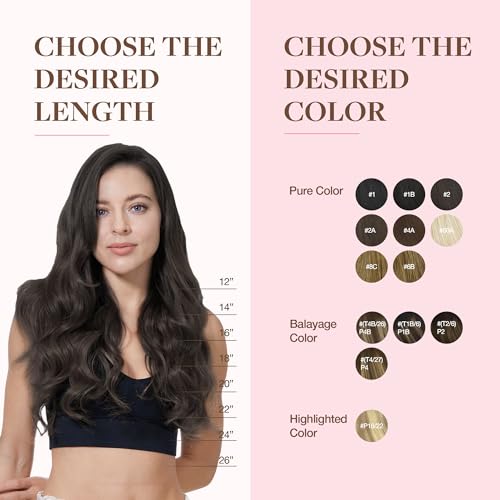 GOO GOO Adhesive Hair Extensions Natural Hair, 45 cm 150 g 9pcs, Real Natural Human Hair Extensions, 2 Dark Brown