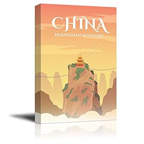 Canvas Wall Art - China Travel Illustration Canvas Art - Giclee Print Gallery Wrap Modern Home Art Ready to Hang - 12x18 inches