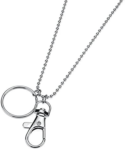 Stainless Steel Lanyard ID Badge Holder 27 inches, Key Ring for Keys and ID Card Holders Necklace (Separate)