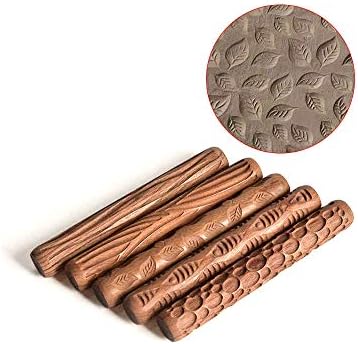 YXMxxm Pottery and Clay Tools 4.7INCH Pottery Tools Wood Hand Rollers for Clay Stamp,Clay Pattern,Roller,for Beginner and Sculptor,6