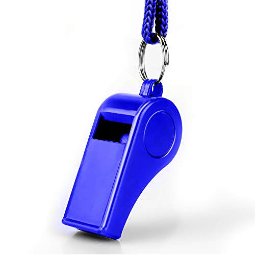 Hipat Whistle with Lanyard, 2 Packs Blue Plastic Whistles, Extra Loud Sports Whistles Great for Coach, Referee, Basketball, Lifeguard, Survival - Thumbnail 4